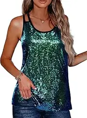 [Zeagoo] Women's Sleeveless Sequin Top Sparkle Shimmer Camisole Vest Tank Tops