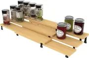 Spice Rack Organizer for Cabinet, 3-Tier Expandable Bamboo Seasoning Spice Shelf