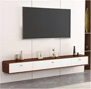 Floating TV Unit Floating TV Stand Wood, 78.7" Floating Entertainment Center for Up to 80 Inch TVS, TV Cabinet Media Console Wood Storage Hutch Under TV for Living Room Floating TV Cabinet(White+Walnu