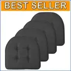 4-Pack Charcoal Gray Memory Foam Tufted Chair Cushions - Non-Skid U-Shaped Set