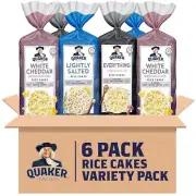 Quaker Large Rice Cakes, 3 Flavor Topper Variety Pack, Pack of 6