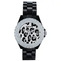 在飛比找momo購物網優惠-【GOTO】精艷豹點潮流時尚陶瓷手錶-白x黑/38mm(GC