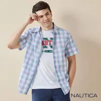 在飛比找momo購物網優惠-【NAUTICA】男裝 清新感格紋透氣短袖襯衫(白色)