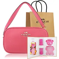 在飛比找Yahoo奇摩購物中心優惠-COACH 桃紅色JAMIE荔枝紋皮革手提包+MOSCHIN