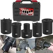 Spindle Nut Socket Tool Kit 5 Pcs Axle Hub Lock Nut Socket Set 1/2” Drive Wheel Drive Spindle Nut Remover Installer for Ford Dana 50/60, Chevy, and Dodge, Replace# 648636 Lug Out Spindle Socket Set