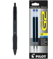 Pilot G2 Limited Metal Gel Pen 0.7mm Matte Black with 2 Blue Ink Refills Office