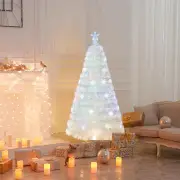 Costway150cm Pre-Lit Fiber Optic Christmas Tree with Iridescent Leaves-1.5M
