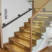 1m 2m 3m 4m 5m 6m Staircase Handrail Kit Decking Handrails Staircase Banister Hand Rails for Indoor Outdoor Attic Railings Wall Mount Support Wrought Iron Non-Slip Grab Bar(11.5ft/350cm)