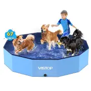 Extra Large Foldable Dog Pool XXL, Hard Plastic Shell Portable Swimming Pool ...
