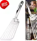 Fish Spatula, 12.6", Stainless Steel, Long Wide Blade, Easy Flipping, Silver
