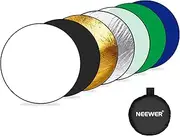 NEEWER 43"/110cm Photography Reflector Light Diffuser & Chroma Key Panel, 7 in 1 Pop up Reflector Kit with Bag - Blue/Green Screen, Translucent/Silver/Gold/White/Black for Outdoor Lighting, RF-110A