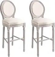 Bar Chairs 2 pcs White Linen Bar Chair