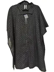 NWT BCBG Maxazria Women’s Top Caftan Cover-up Black Gold Button Up Sz M/L