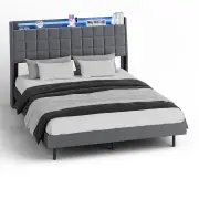 Advwin Queen Floating Bed Frame with LED Lights
