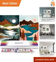 Artistic Paint by Numbers Kit for Beginners - 2 Pack Canvas Set with Brushes