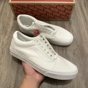 Vans OLD SKOOL Unisex Canvas Sneakers Mens White Skateboard Shoes Sz 11.5