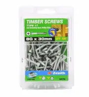 Zenith TIMBER SCREW COUNTERSUNK Head PHILLIPS Drive GALVANISED, 8Gx30mm- 100pcs