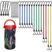 24pcs Bungee Cords with Hooks in Storage Jar Assorted Size Canopy/Tarp Ball Ties