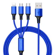 3 IN 1 Fast Charging USB Cable With Micro USB Apple Lighting USB-C Connectors