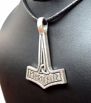 New Viking Mjolnir Hammer of Thor Rune Pendant, Double Sided Necklace.