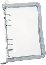 JEWEDECO Zipper Binder Notebook Cover Ring Binder Shell and Easy to Clean for School and Office Use Present for Friends Fog