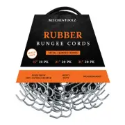 50 Pack Assorted Sizes Bungee Cords Set with Crimped Hooks- Multiple Lengths ...