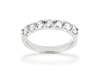 Classic 1.40ct Diamond Wedding Band Ring 14k White Gold Round G SI1 Prong Set