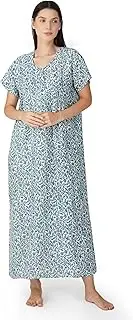 [Sunehla Deal] Printed Cotton Rayon Nighties With Zipper Closure, Half Sleeve Nightwear, Indian Sleepwear Nighty For Women