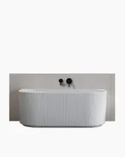 Bathroom Back to Wall Fluted Groove Bath Tub Harper 1700 Matte White