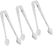 3pcs Stainless Steel Mini Tongs with Embossment Handle Elegant Ice Cube Tongs for Serving Sugar Cubes Appetizers for Bars Dining Events