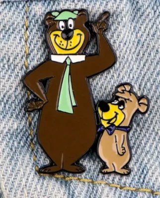 YOGI BEAR and BOO-BOO enamel pin - lapel brooch cartoon - FREE SHIPPING