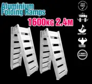 2 x Aluminium Loading Ramps Pair Folding 2.4M 1600KG Skid Steer Dingo Excavator