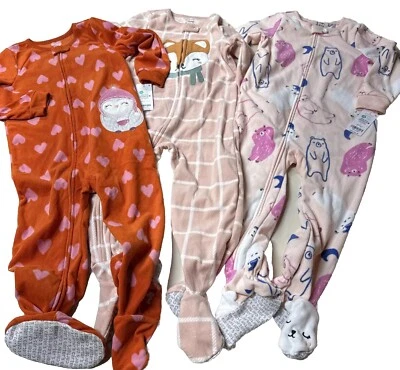 Carter's Girls 3 Pack Footie Sleeper-Bear/Bird/Fox - Warm Soft - $66 Value - 4T