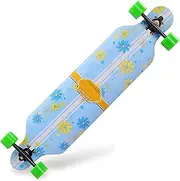 Sports Longboard Skateboard, ABEC-11 Chrome Steel Bearing 41 Inches 7-Layer A-Level Maple Fresh Pattern Four-Wheel Skateboard Suitable for Adult Men Women
