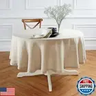 Solino Home Linen Round Tablecloth 60 Inch Diameter - 100% Pure Linen Prewash