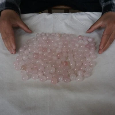 2.2LB 128Pcs Natural Small Pink Rose Quartz Crystal Sphere Ball Healing 14-18mm