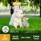 Prime Turf Synthetic Artificial Grass Fake Lawn Turf 2mx10m Plant Olive 17mm