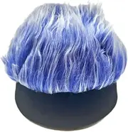 VEAUUTAY Adult Brimless Hats Baseball Cap Women Hairy Sports Hat Knitted Wig Hat W/Wigs Man Hip Hop Headband Black+Blue