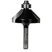 CARBITOOL Router Bit TCT 45-Degree Chamfer w.Bearing 1.3/8inch -Diameter 1/4in