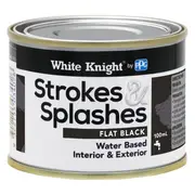 White Knight 100ml Black Flat Strokes And Splashes Paint