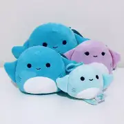 Squishmallows BUNDLE Maggie 7", 5", 3.5" Clips & Aziza 5" Stingray Plush Toy