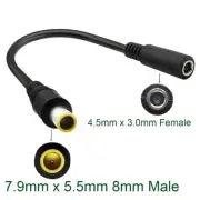 Tip Adapter Cable 4.5mm x 3.0mm Female to 7.9mm x 5.5mm 8mm Male Converter Cord