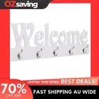 Wall Mounted Coat Rack 5 Hooks Welcome White 74x29.5 cm MDF Durable 4247