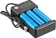 Battery Charger USB - Independent Charger for Battery | Smart Charger for 3.7V Li-ion Rechargeable Batteries, 3 Bay Battery Charger