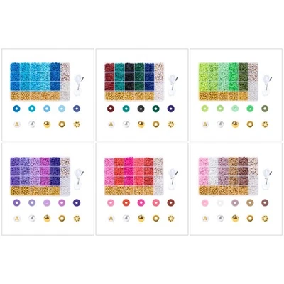 DIY Beads Set Craft Beads Round Spacer Beads with Hole for Bracelets Making