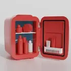 4-Liter/6 Can Portable Mini Fridge with Warming Function Red Well Insulated