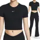 Nike AS W NSW Tee ESSNTL SLIM CRP L 女款 黑色 短版 休閒 短袖 FB2874-010