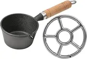 BESPORTBLE Mini Omelet Pan Fry Pan Flat Pan Griddle Pans Deep Frying Pan Omelette Pan Small Pot Saucepan with Spout Small Cast Iron Pot Enamel Pots Pot Warmer Chocolate Pan Wood Black