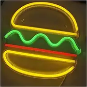 Hanging Art Neon Signs Hamburger LED Neon Lights, Lamp Adornment Lamp Indoor Shop Sign Cheeseburger Modeling Lamp Night Light Sign Lamp 30cm×30cm