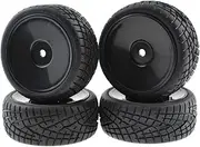 4PCS 1:10 On Road RC Tires 12mm Hub Wheel Rims Concentric Hard Dish for Touring Racing Cars, Black